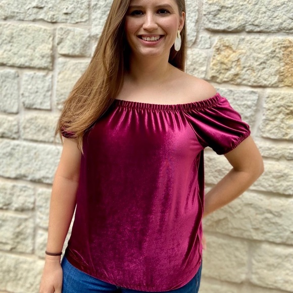 Burgundy Velvet Top - Picture 3 of 5